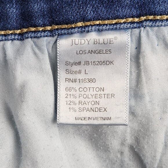 Judy Blue Shorts Womens Large Blue Distressed Denim Cutoff Raw Hem Mid Rise - Picture 11 of 12